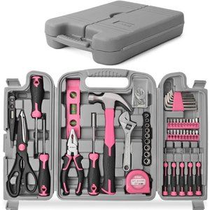 54pc Pink Home DIY Tool Kit Set for Women, Office & Garage. Complete Ladies Tool